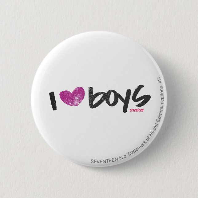 I Heart Boys Purple Button (Front)