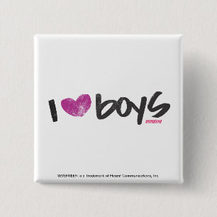 I Heart Boys Purple Pinback Button