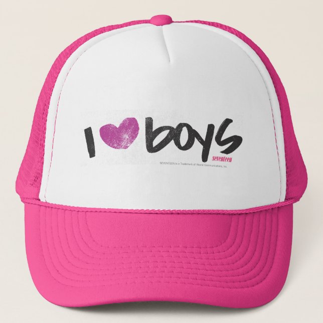 I Heart Boys Purple Trucker Hat (Front)