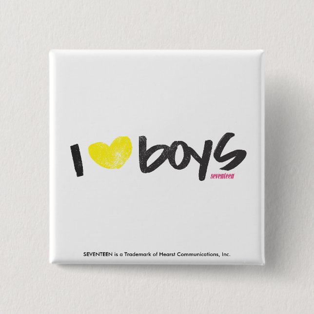 I Heart Boys Yellow Button (Front)