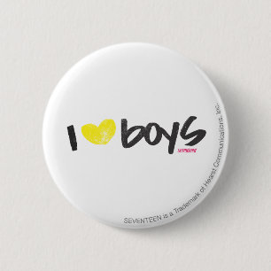 I Heart Boys Yellow Button
