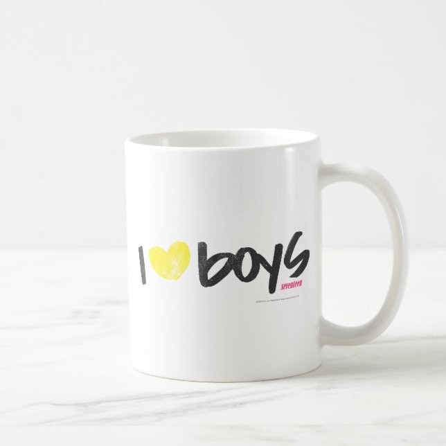 I Heart Boys Yellow Coffee Mug (Right)
