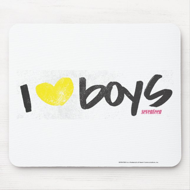 I Heart Boys Yellow Mouse Pad (Front)