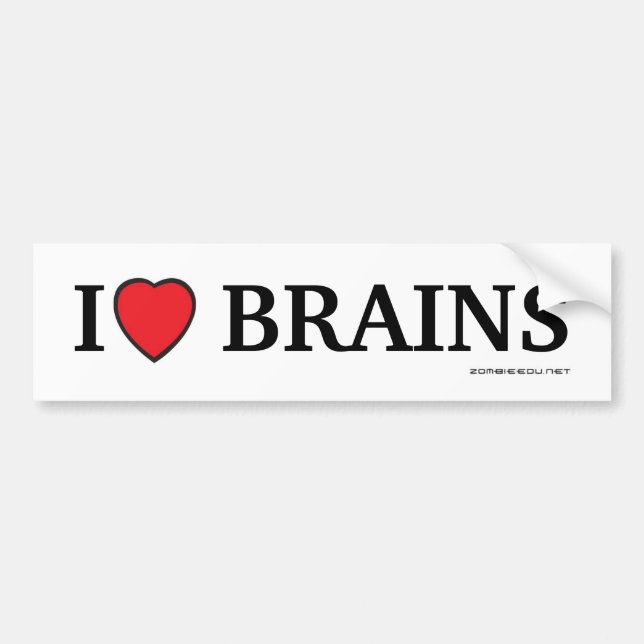 I heart brains bumper sticker (Front)