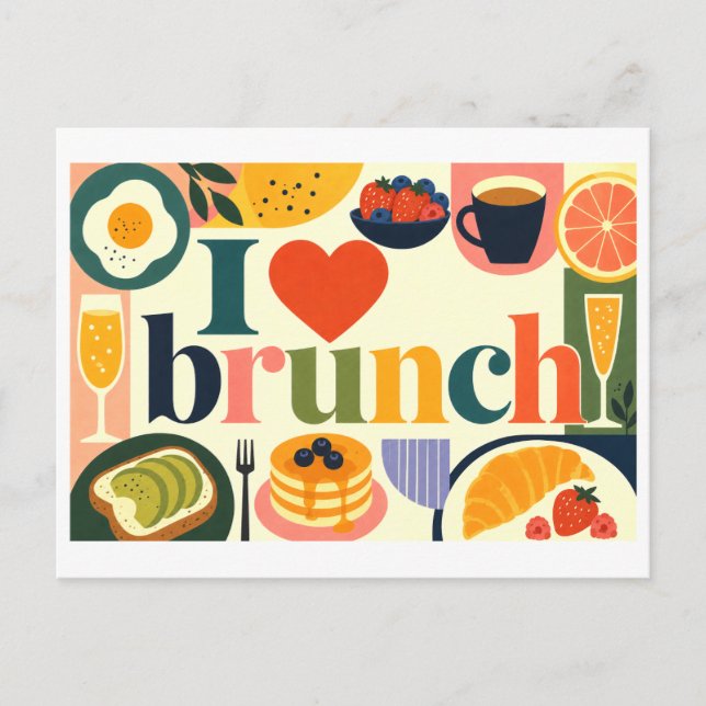 "I [Heart] Brunch" Postcard (Front)