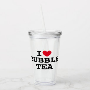 I heart Bubble Tea transparent Acrylic Tumbler Cup