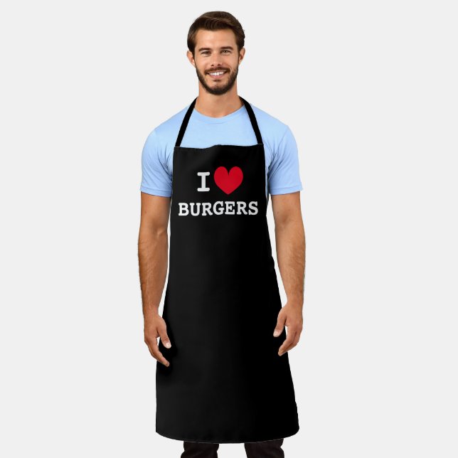 I heart burgers | Funny BBQ apron for meat lover (Worn)