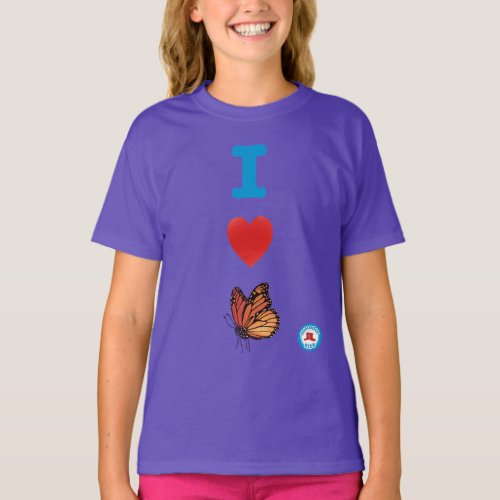 I Heart Butterflies Girls T_Shirt