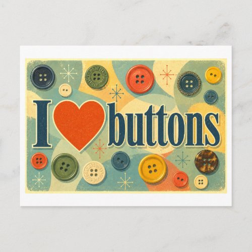 "I [Heart] Buttons" Postcard