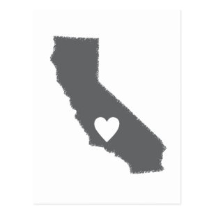 I Heart California Grunge Look Outline State Love Postcard I Heart California Grunge Look Outline State Love Postcard