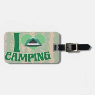 I Heart Camping Fun Tent Cartoon Art Luggage Tag