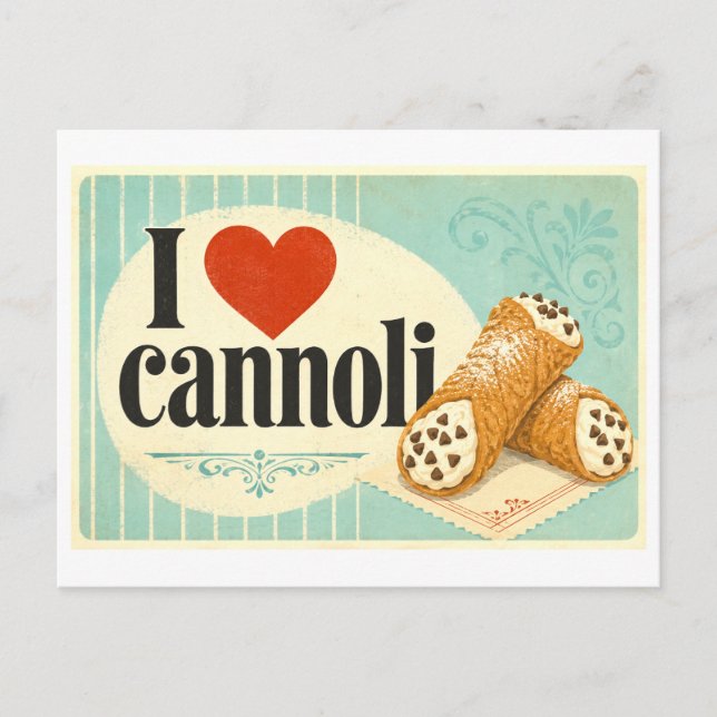 "I [Heart] Cannoli" Postcard (Front)