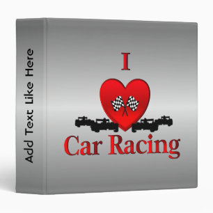 I Heart Car Racing 3 Ring Binder