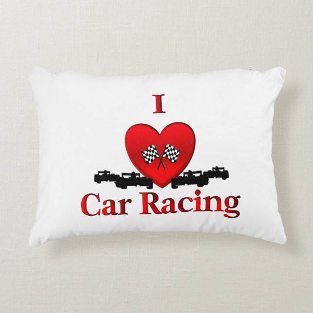 I Heart Car Racing Accent Pillow (Front)