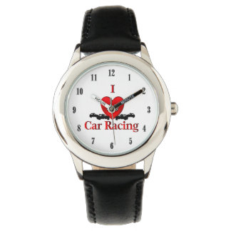 I Heart Car Racing Black Numbers Watch