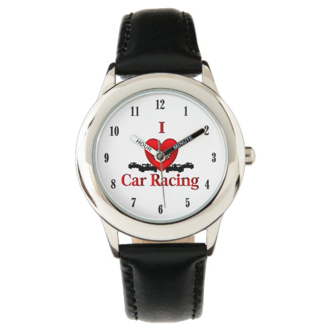 I Heart Car Racing Black Numbers Watch (Front)