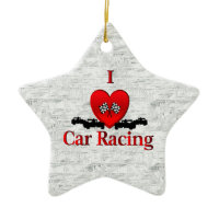 I Heart Car Racing Christmas Ornaments