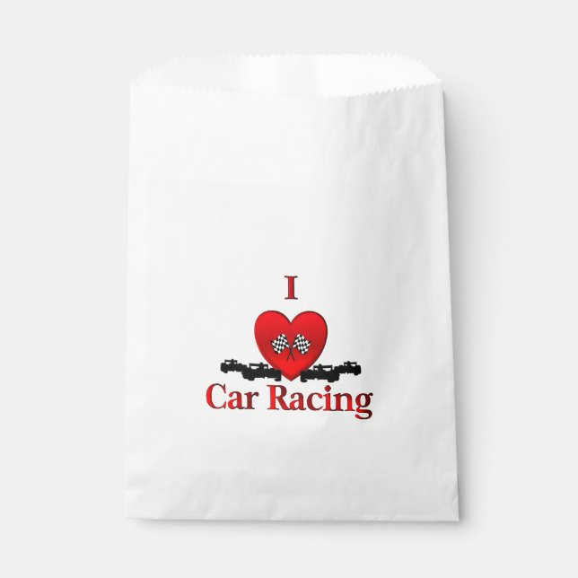 I Heart Car Racing Favor Bag (Front)