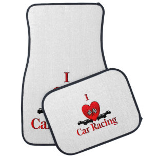 I Heart Car Racing Floor Mat