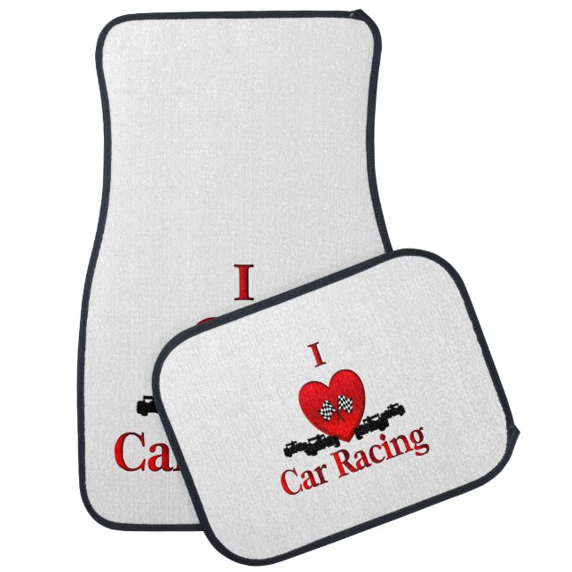 I Heart Car Racing Floor Mat (Set)