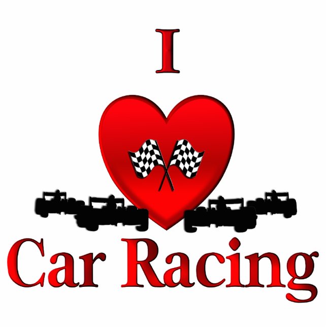 I Heart Car Racing Statuette (Front)