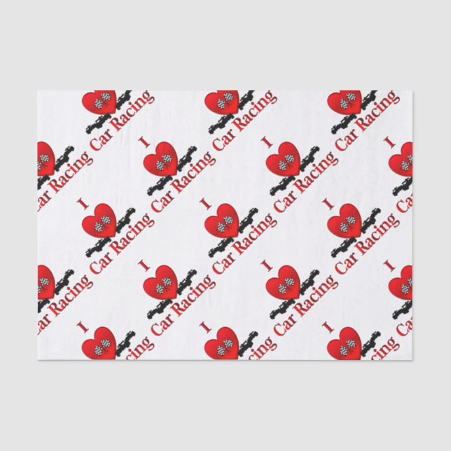 I Heart Car Racing Tissue Paper (Front)