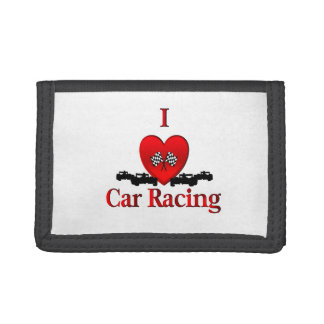I Heart Car Racing Trifold Wallet