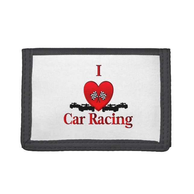 I Heart Car Racing Trifold Wallet (Front)