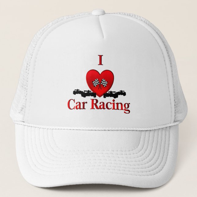 I Heart Car Racing Trucker Cap (Front)