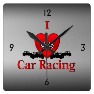 I Heart Car Racing Wall Clock