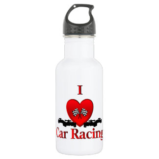 I Heart Car Racing Water Bottle