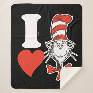 I Heart Cat in the Hat Sherpa Blanket