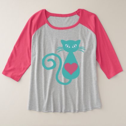 I Heart Cat Plus Size Raglan T-Shirt