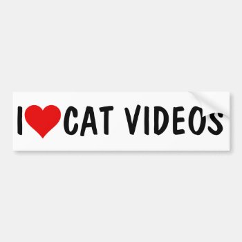 I Heart Cat Videos Bumper Sticker by AardvarkApparel at Zazzle