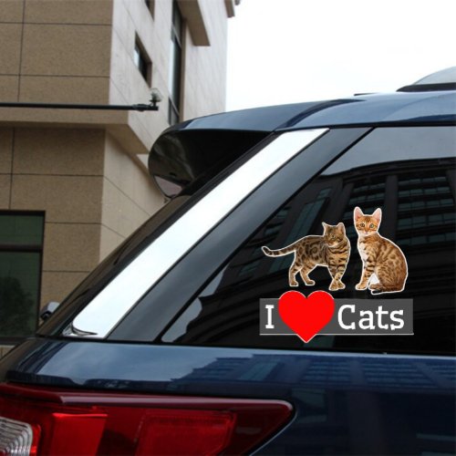 I Heart Cats _ Bengal Cat Custom_Cut Vinyl Sticker