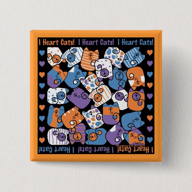 I Heart Cats! Collage Button (Front)