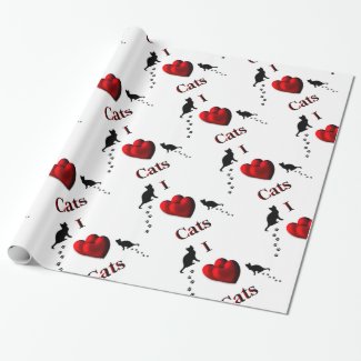 I Heart Cats Design Wrapping Paper