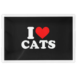 I Heart Cats - I Heart Cats I Love Cats Acrylic Tray