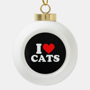 I Heart Cats - I Heart Cats I Love Cats Ceramic Ball Christmas Ornament