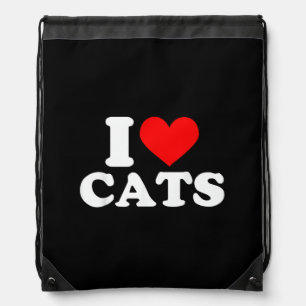 I Heart Cats - I Heart Cats I Love Cats Drawstring Bag