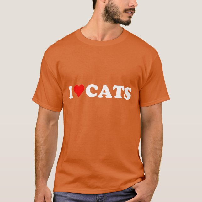 I heart Cats I love Cats cute red heart Cat loverv T-Shirt (Front)