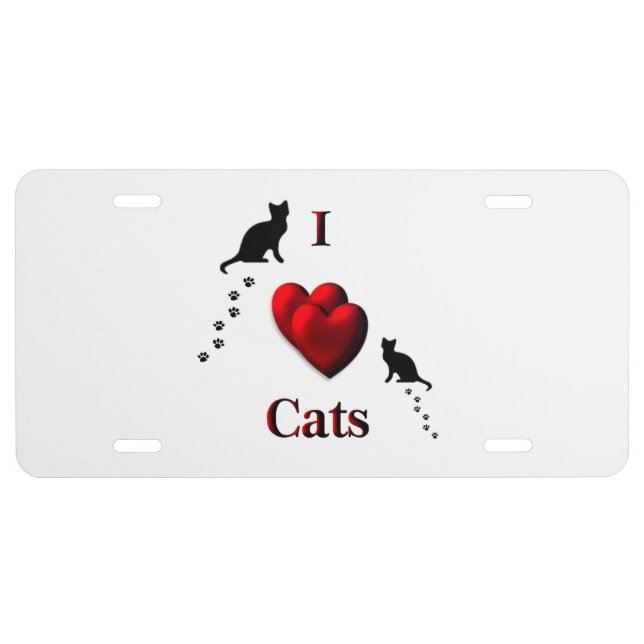 I Heart Cats License Plate (Front)