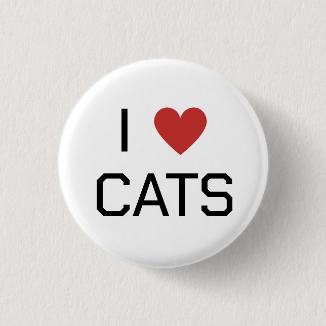 I Heart Cats Message Button (Front)