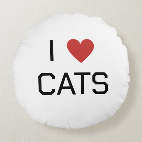 I Heart Cats Message Round Pillow