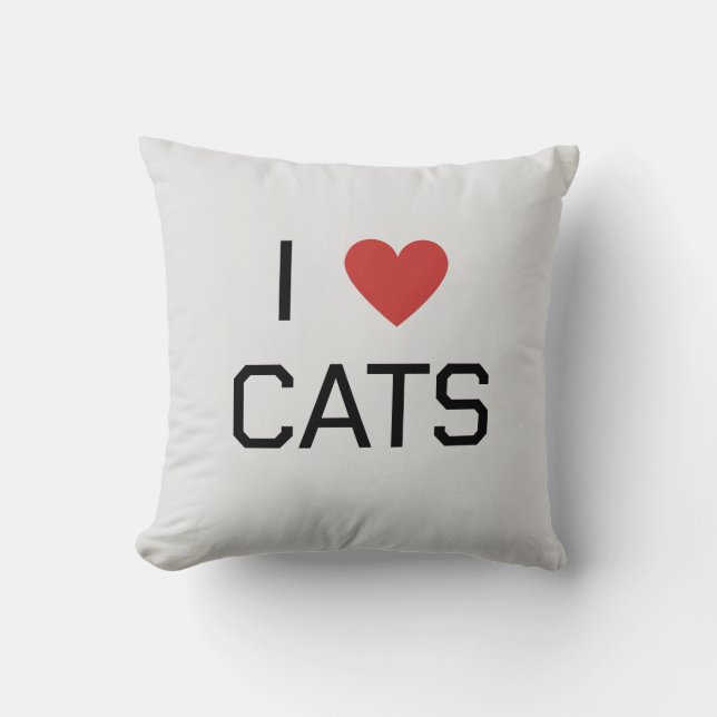 I Heart Cats Message Throw Pillow (Front)