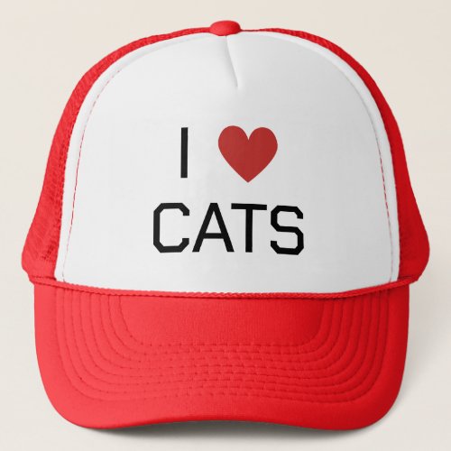 I Heart Cats Message Trucker Hat