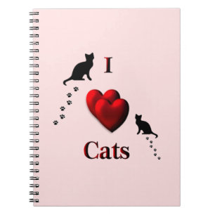I Heart Cats Pink Notebook