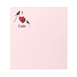 I Heart Cats Pink Notepad