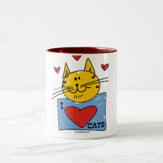 I Heart Cats Two-Tone Coffee Mug
