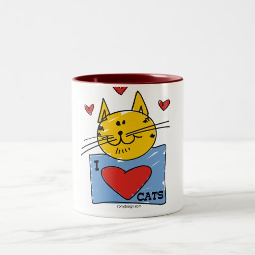 I Heart Cats Two_Tone Coffee Mug